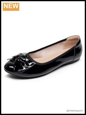 Women's Slip On Flats with Bow, Lightweight Comfort Dance Shoes
